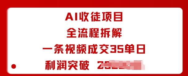 AI收徒项目全流程拆解一条视频成交35单日利润突破1k+-知富路