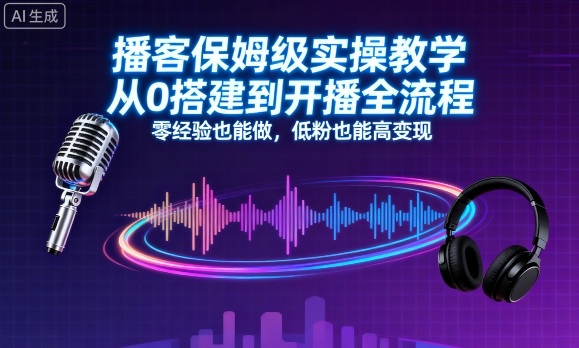 播客保姆级实操教学，从0搭建到开播全流程，零经验也能做，低粉也能高变现-知富路
